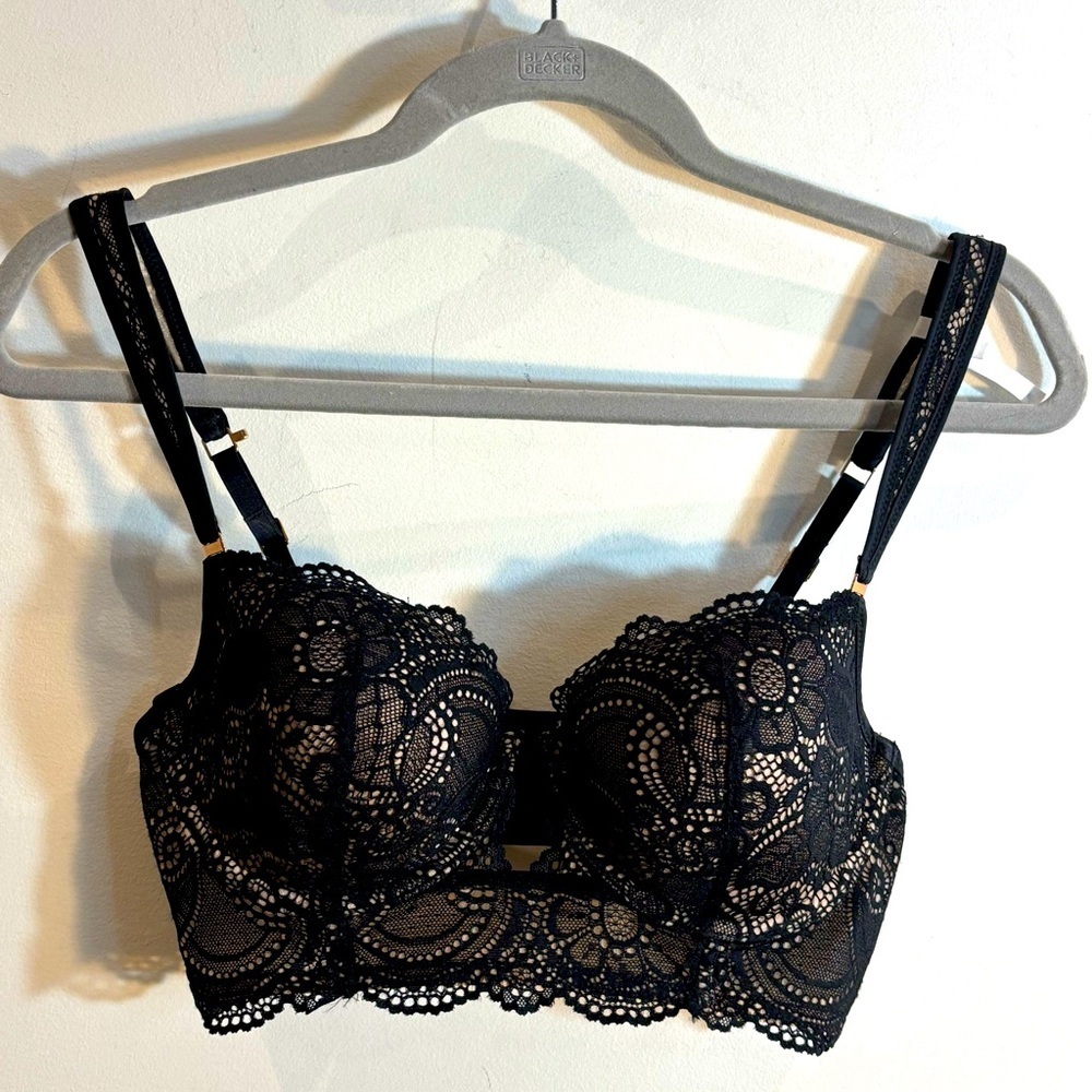 AERIE Sz 34C Balconette Bra Lace Overlay Adjustable Strapps and Back NEW